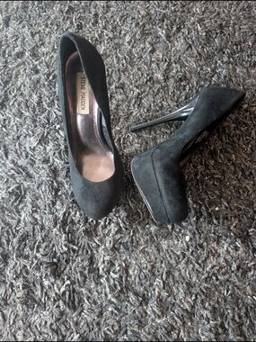 Steve Madden Black Suede Caryssa Platform Pumps - High Stiletto Heels